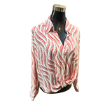 Blusa Camisera Estampada Oversize Lino Efecto Nudo