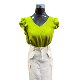 Blusa Mariposa Cuello V Manga Doble Vuelo