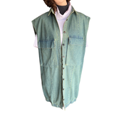 Chaqueta De Mezclilla Sin Mangas Abotonada