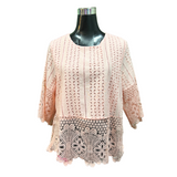 Blusa Broderie Manga Y Pretina Encaje Forrada