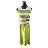 Sweater Sin Mangas Acanalado Con Lineas Bicolor