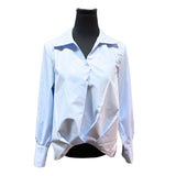 Blusa Lisa Con Puño Alto Y Con Pliegues Delanteros