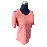 Polera Manga Princesa Con Botones Y Flores Bordadas