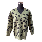 Sweater Cuello V Oversize Estampado Animal Print - Voz Del Desierto