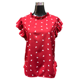 Blusa Corazones Cuello Vuelo Manga Corta
