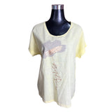 Polera Lino + Algodon Flor Pintada Con Tachas Spring
