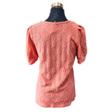 Polera Manga Princesa Con Botones Y Flores Bordadas