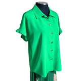 Blusa Camisera Manga Corta Con Vuelos