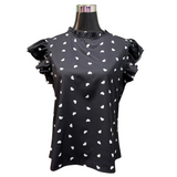 Blusa Corazones Cuello Vuelo Manga Corta