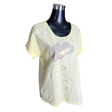 Polera Lino + Algodon Flor Pintada Con Tachas Spring