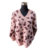 Sweater Cuello V Oversize Estampado Animal Print - Voz Del Desierto