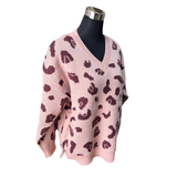 Sweater Cuello V Oversize Estampado Animal Print - Voz Del Desierto