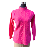 Sweater Cuello Alto Lana Angora Diseño Zigzag