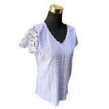 Polera Cuello V Manga Encaje