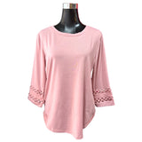 Polera Cuello Redondo Manga 3/4 Con Encaje