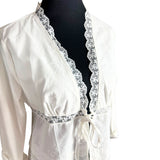 Tapado De Lino Con Encaje Y Broderie Floral