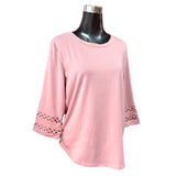 Polera Cuello Redondo Manga 3/4 Con Encaje