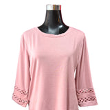 Polera Cuello Redondo Manga 3/4 Con Encaje