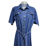 Vestido De Mezclilla Abotonado Con Lazo