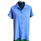 Blusa Camisera Manga Corta Con Vuelos