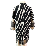 Tapado Corto Oversize Manga Ancha 3/4 Con Flecos