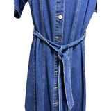 Vestido De Mezclilla Abotonado Con Lazo