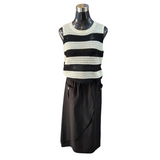 Sweater Sin Mangas Acanalado Con Lineas Bicolor
