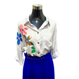 Blusa Abotonada Flor Metálica