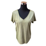 Polera Top Con Brillo Y Cuello En V