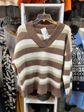 Sweater Lana Angora Cuello V Rayado