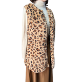 Tapado Polar Forrado Sin Mangas Animal Print