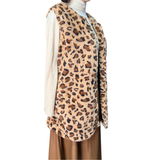 Tapado Polar Forrado Sin Mangas Animal Print
