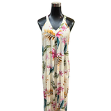Vestido Eden Sin Mangas Cuello V Largo Floreado