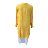 Conjunto Lino Vestido Estampado Hojas + Tapado