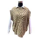 Sweater Calado Con Trenza Sin Mangas