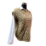Sweater Calado Con Trenza Sin Mangas