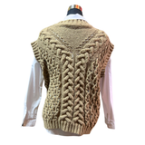 Sweater Calado Con Trenza Sin Mangas