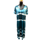 Vestido Largo Animal Print Cuello Algodón Seda