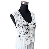 Macrame Corto Sin Mangas Flores
