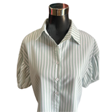 Blusa Abotonada Con Líneas Manga Globo