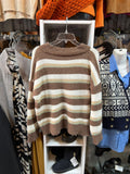 Sweater Lana Angora Cuello V Rayado