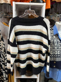 Sweater Lana Angora Cuello V Rayado