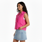 Chaqueta Ovesize Sin Mangas Corte Cruzado Con Reductor En La Cintura